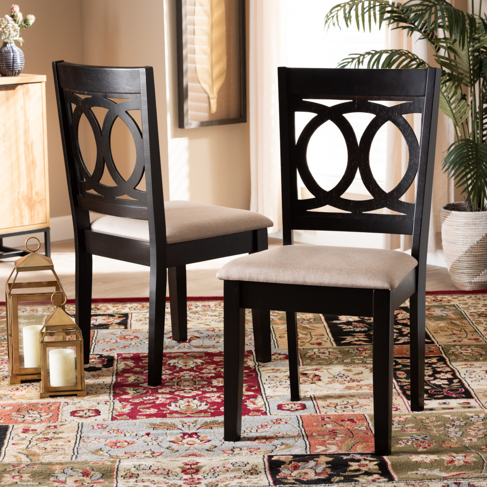 Paz Upholstered Wood 2 Piece Dining Chair Set   Transitional   Dining Chairs   by Baxton Studio  Houzz