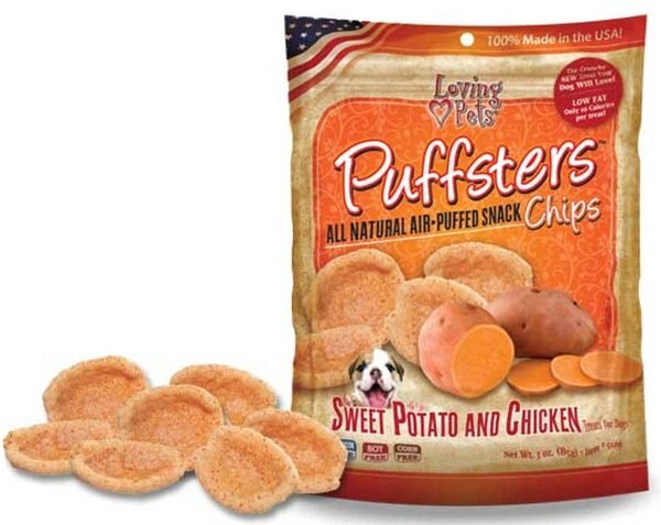 Loving Pets Puffsters Sweet Potato and Chicken Dog Crunchy Treat， 4-oz bag