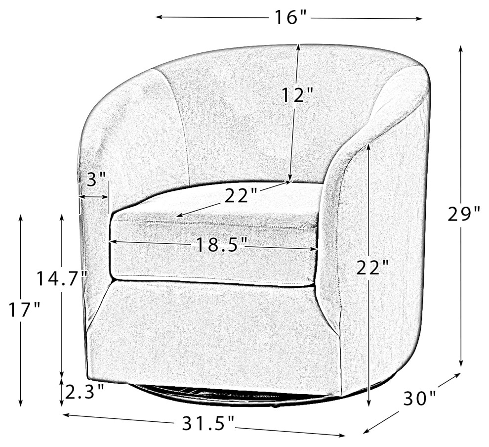 Upholstered Accent Comfy Swivel Chair With Metal Base   Contemporary   Armchairs And Accent Chairs   by Karat Home  Houzz