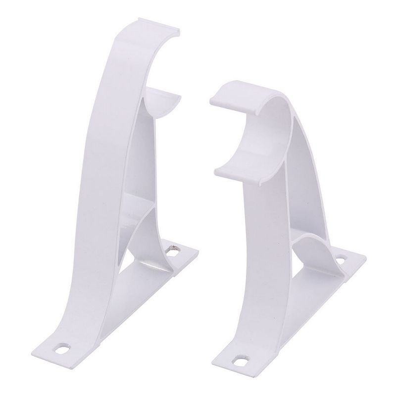 Window Drapery Curtain Rod Pole Hanging Hook Wall Bracket White 2pcs