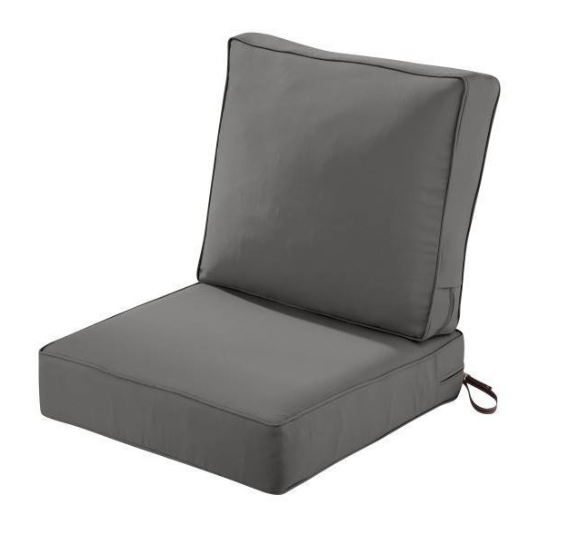 Montlake 2pc Patio Chaise Lounge Chair Cushion Set Light Charcoal Classic Accessories