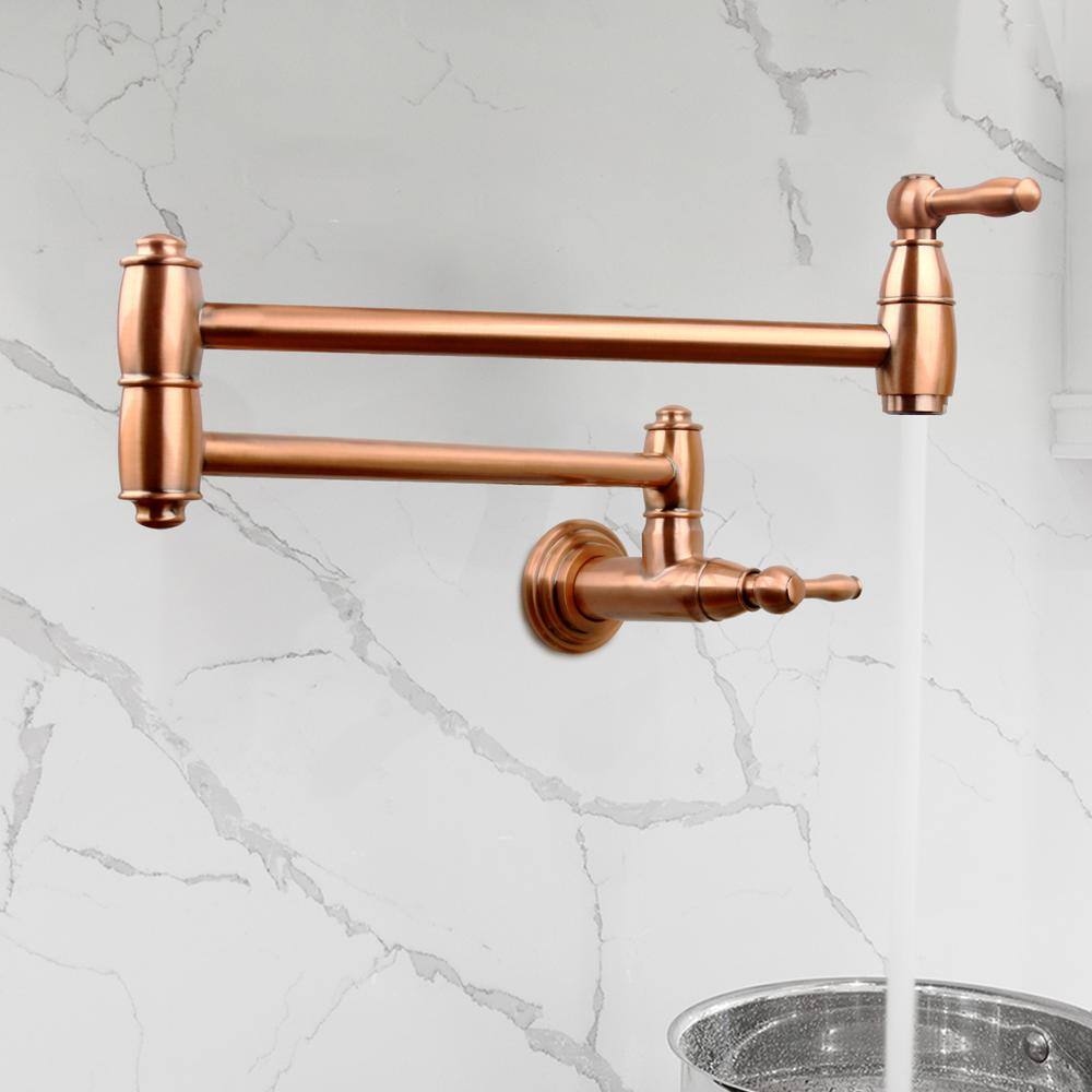 Akicon Wall-Mounted Pot Filler Faucet in Copper AK288C