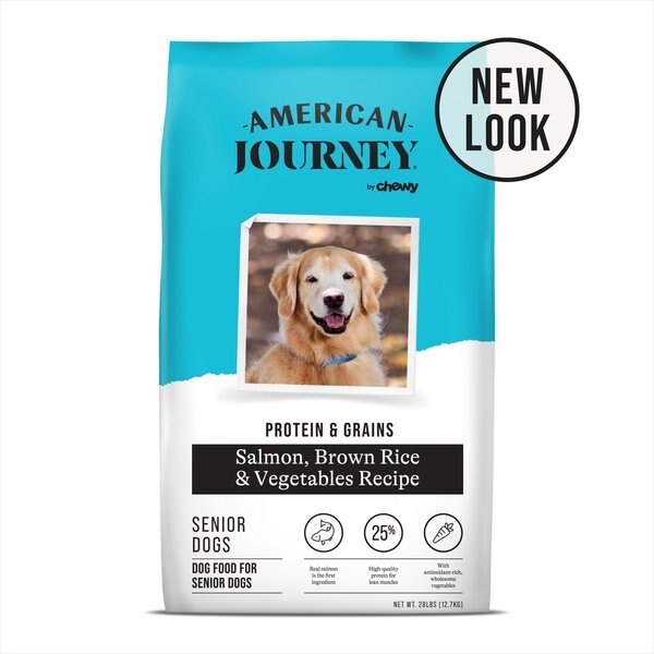 American Journey Protein and Grains Senior Salmon， Brown Rice and Vegetables Recipe Dry Dog Food