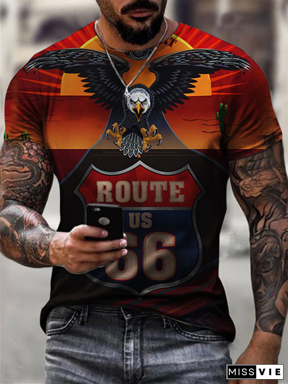 Summer Round Neck Casual Wear Men's Tops Short-sleeved Sports T-shirt 3D Digital Printing