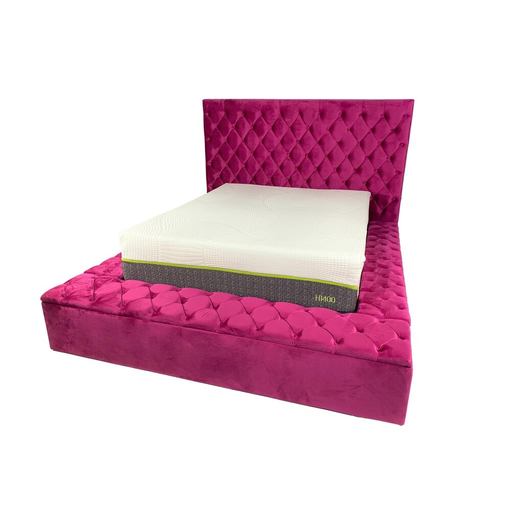 Lea Tufted Velvet Platform Bedframe with Storage