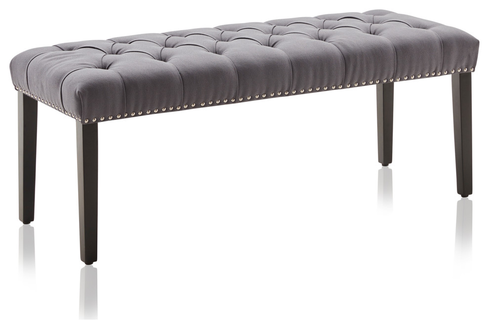 Modern Button Tufted Ottoman Bench  Linen Fabric   Transitional   Upholstered Benches   by OneBigOutlet  Houzz