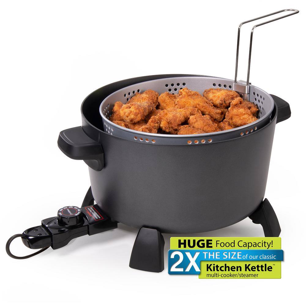 Presto 10 qt. Black Kitchen Kettle Deep Fryer-Multi Cooker 06009