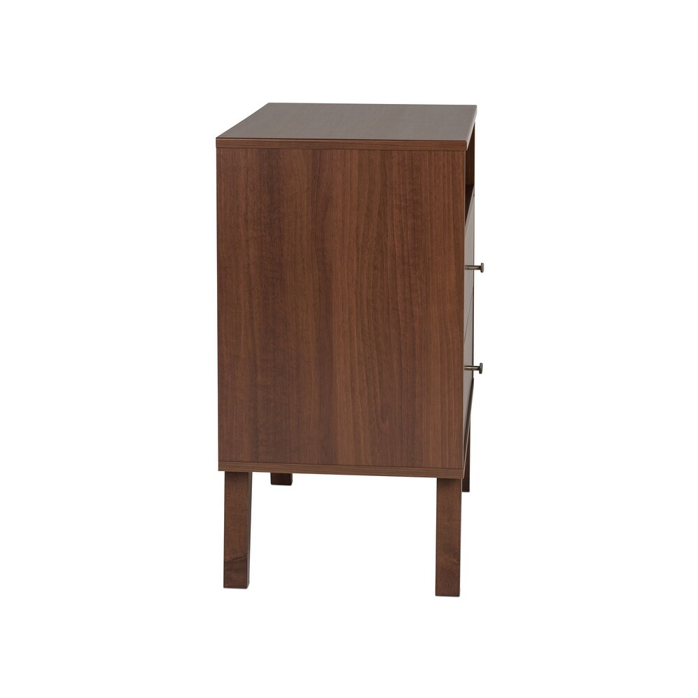 Prepac Milo Mid Century Modern 2 Drawer Nightstand with Open Shelf  Bedside Table  Contemporary Bedroom Furniture