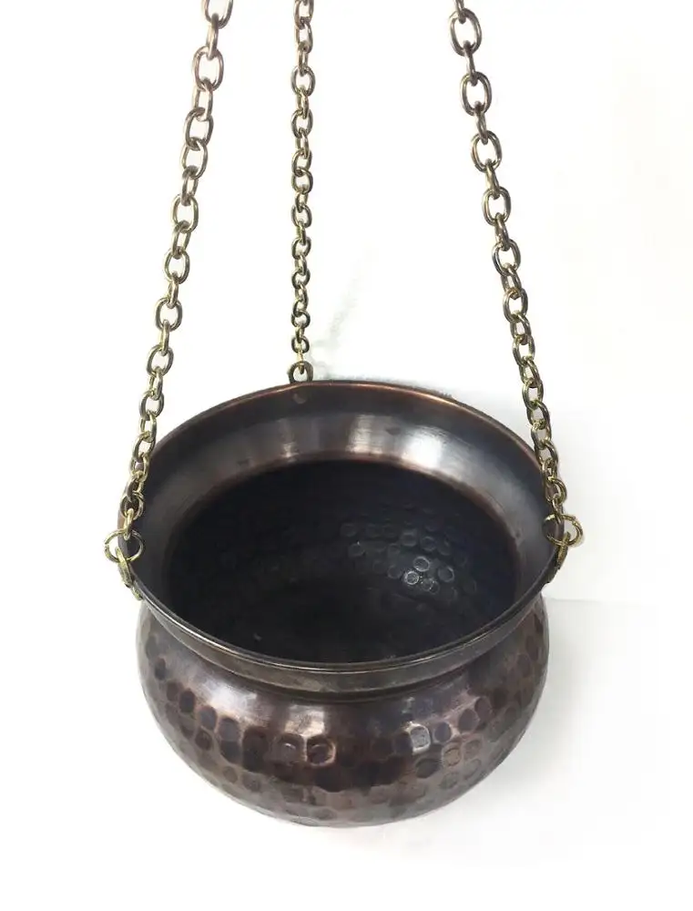 Handmade Hand Hammered Antique Look Flower Pot With Copper Hanging 11cm 15cm 17cm 20cm