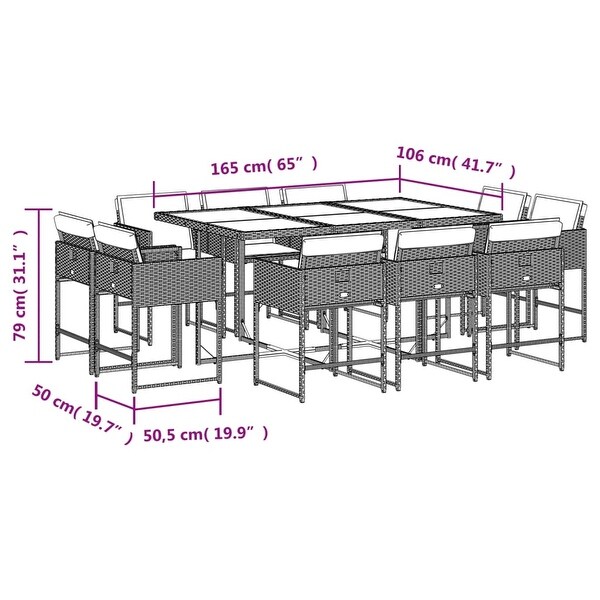 vidaX Patio Dining Set with Cushions Poly Rattan