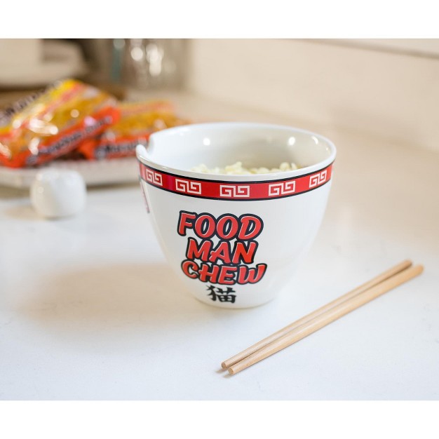 Boom Trendz Bowl Bop Food Man Chew Japanese Dinnerware Set 16 ounce Ramen Bowl Chopsticks