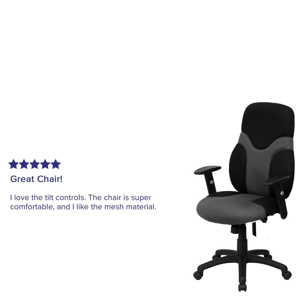 High Back Ergonomic and Gray Mesh Swivel Task Chair with Adjustable Arms