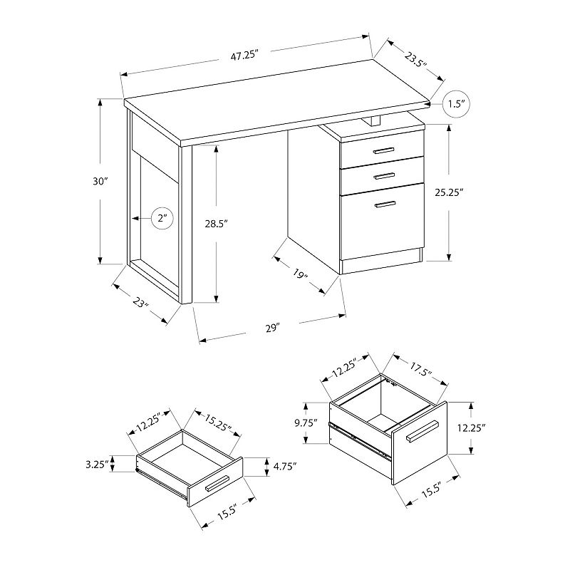 Monarch 3-Drawer Computer Desk