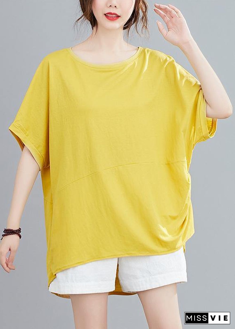 French o neck Batwing Sleeve women blouses Neckline yellow blouse