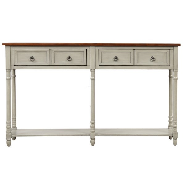 Console Table Sofa Table for Entryway with Drawers and Long Shelf Rectangular