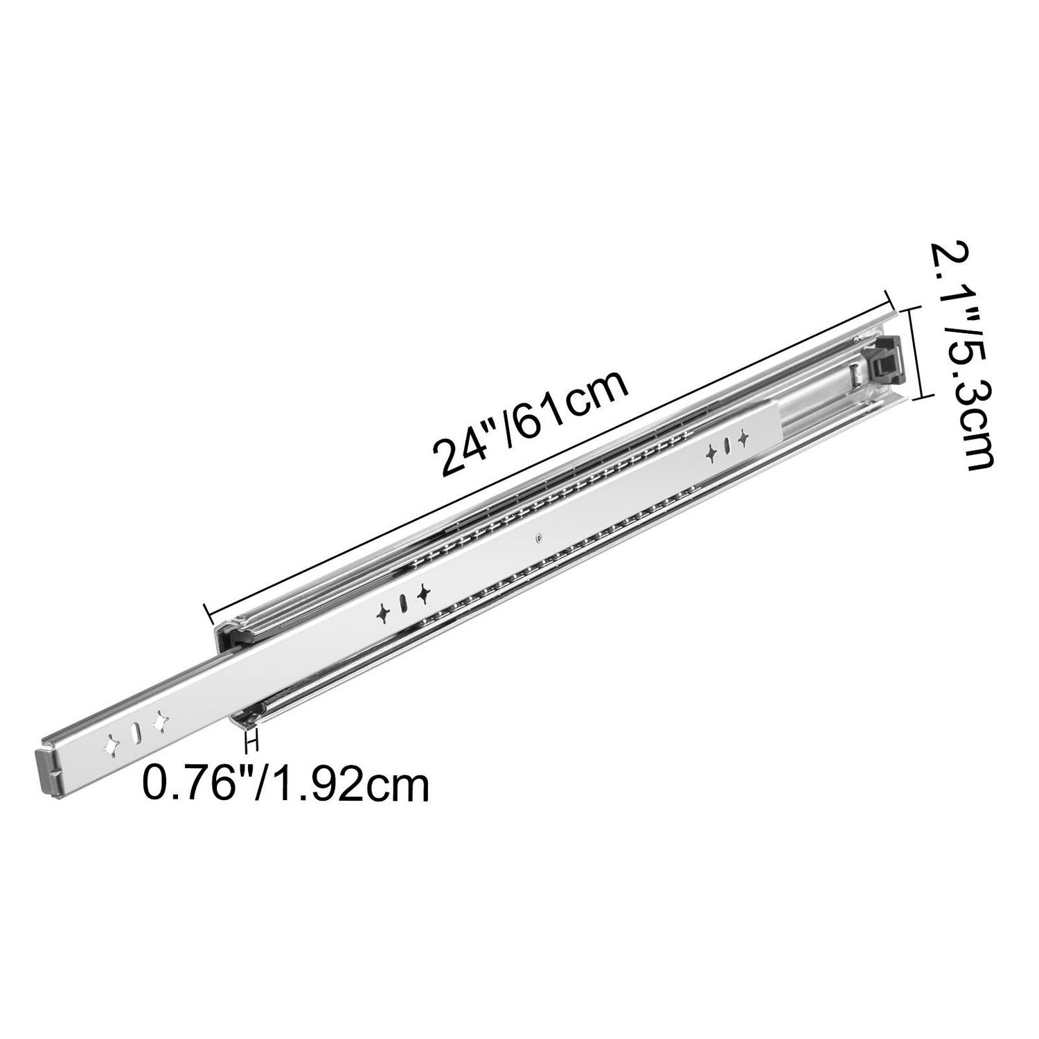 VEVOR 24 Heavy Duty Locking 250 LBS Capacity 2 PCS Three Section Full Extension Cold-Rolled Steel Industrial Drawer Slides