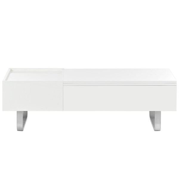 Modern Coffee Table with Lifted Tabletop and High-gloss Surface， Lift-top