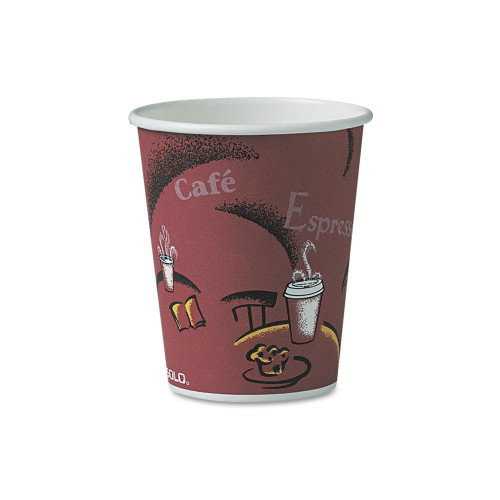 Dart Solo Bistro Design Hot Drink Cups， Paper， 10oz， Maroon， 300/Carton (OF10BI0041)