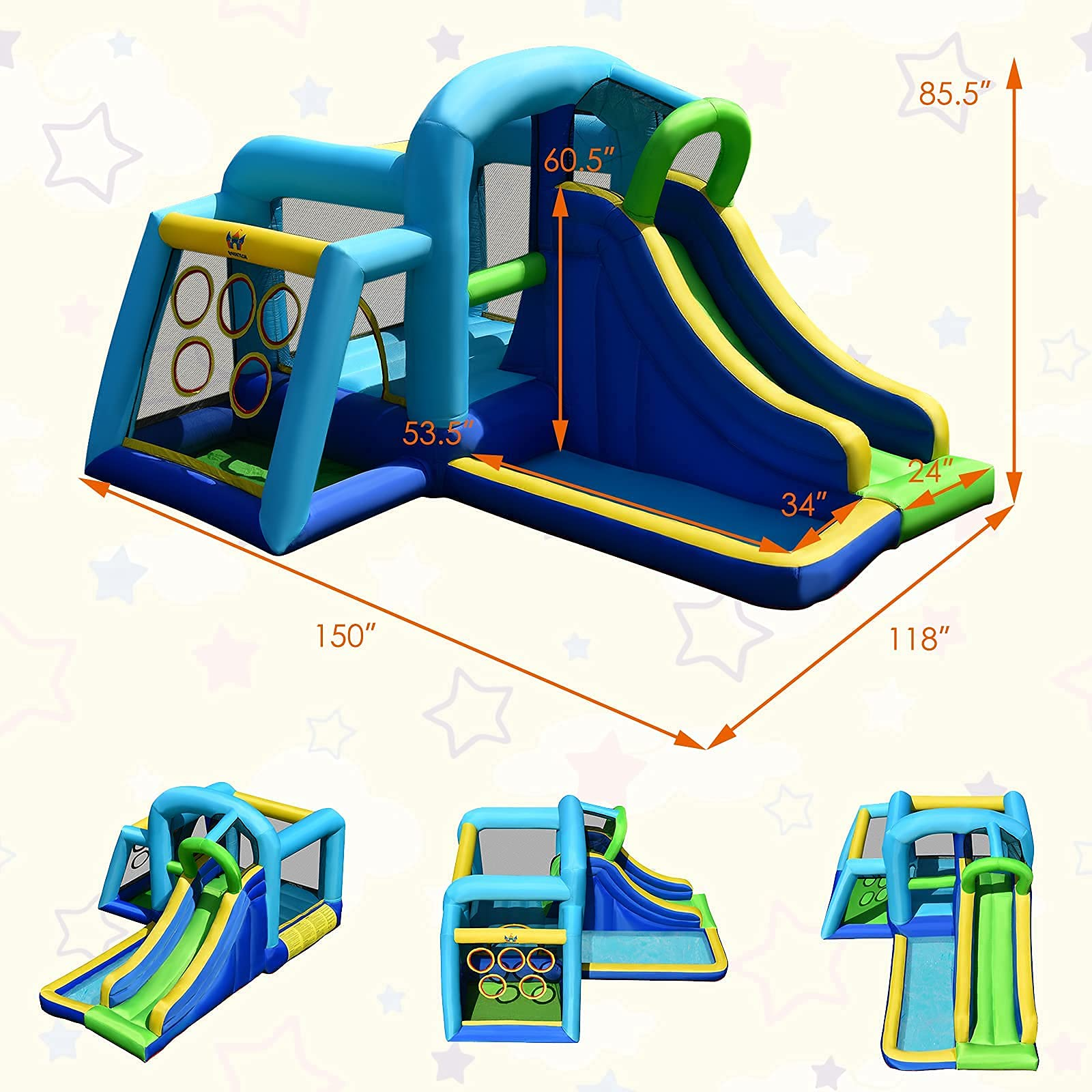 BOUNTECH Inflatable Bounce House | 5 in 1 Kids Jumping Bouncer w/ Jumping Area