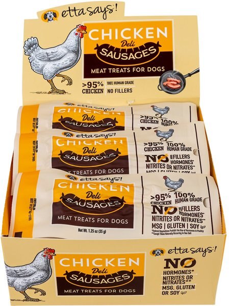 Etta Says! Chicken Deli Sausages Dog Treats， 12 count