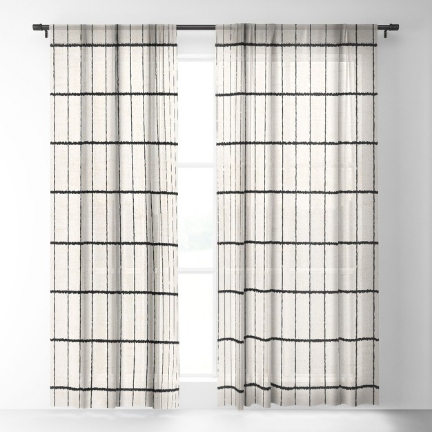 Holli Zollinger Linen Grid Single Panel Sheer Window Curtain Deny Designs