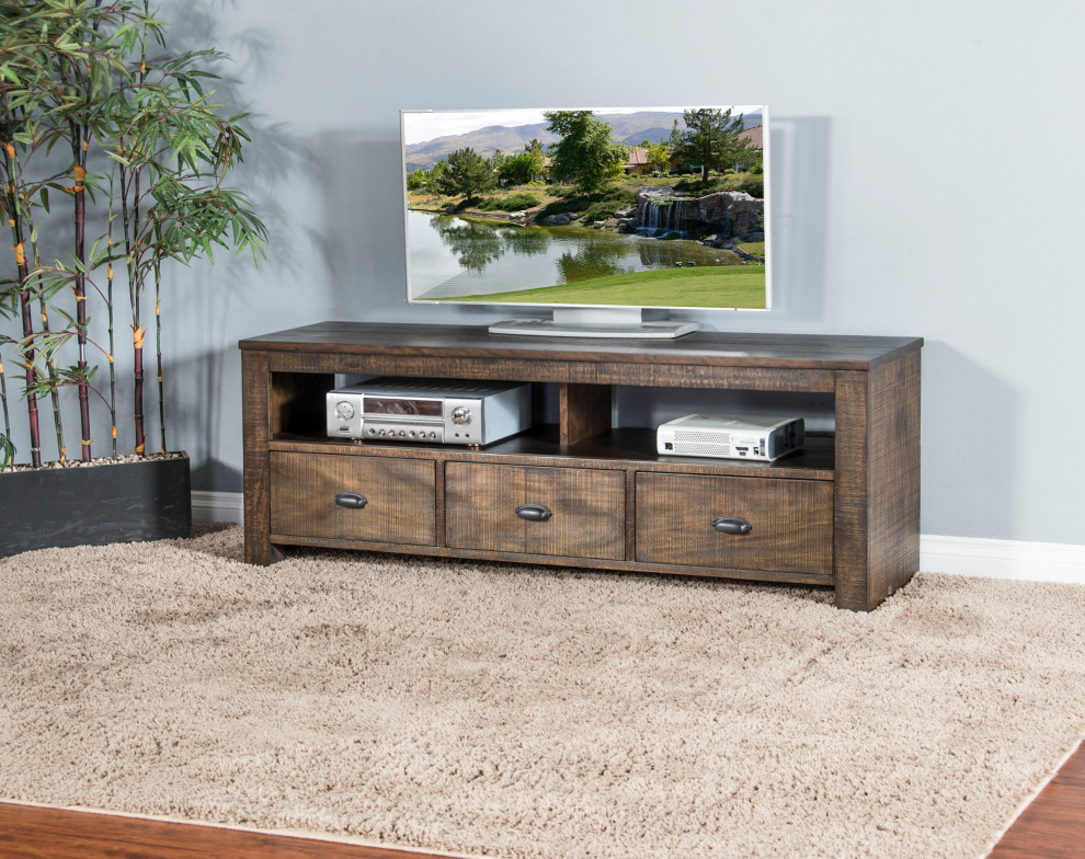 74 quotWood TV Stand Media Console With Drawers Storage Cabinet   Transitional   Entertainment Centers And Tv Stands   by Sideboards and Things  Houzz