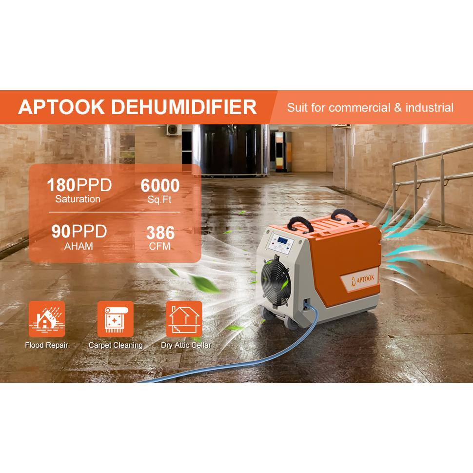 Runesay 180 pt. 6000 sq.ft. Auto Defrost Industrial Commercial Dehumidifier in. OrangesPeaches with Pump for Large Space DHOXR180B7121