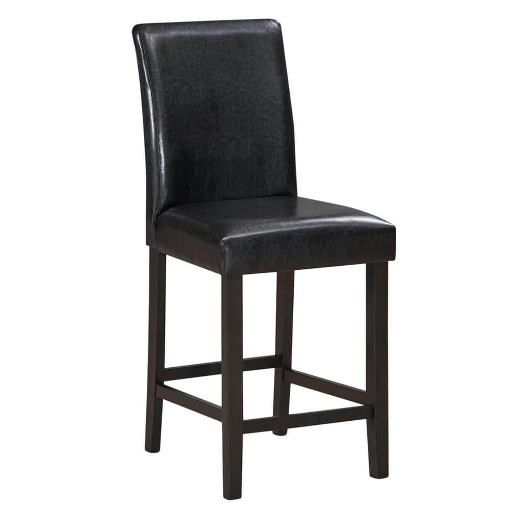 Gymax 41 in. H Bar Stools High Back Counter Height Barstool Pub Chair w/ Rubber Wood Legs Black (Set of 4) GYM05877