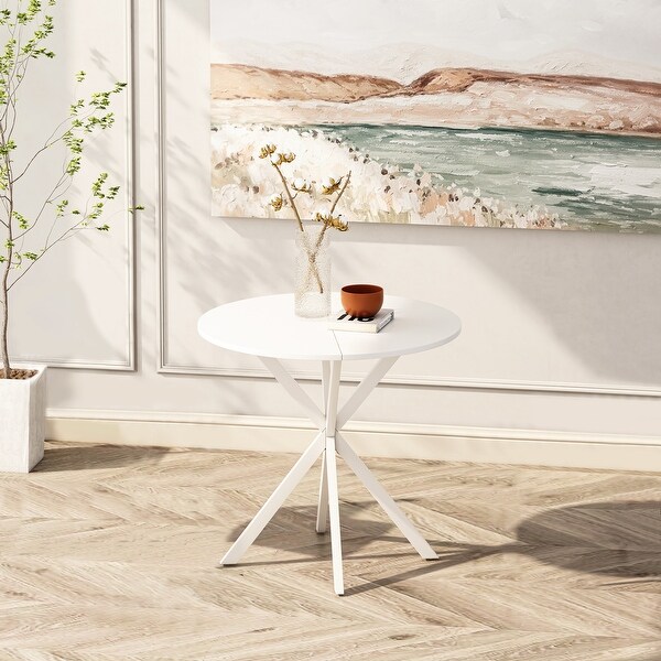 31.5'' Modern Round Dining Table with Crossed Legs