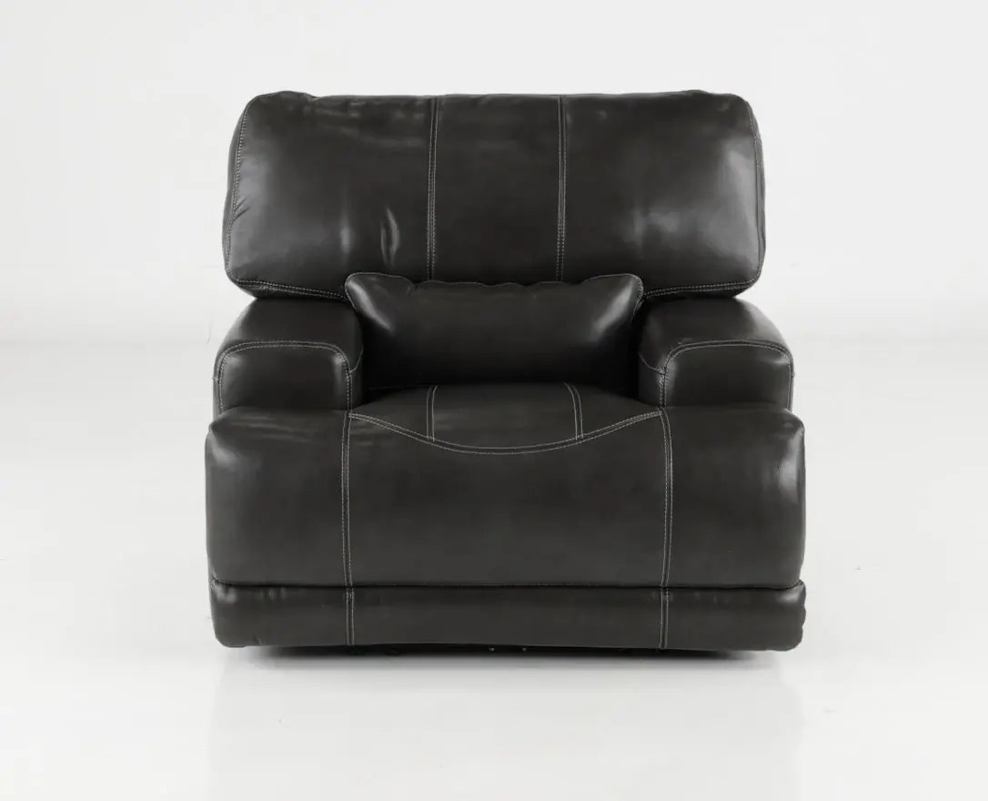 Stampede Charcoal Leather-Match Power Recliner