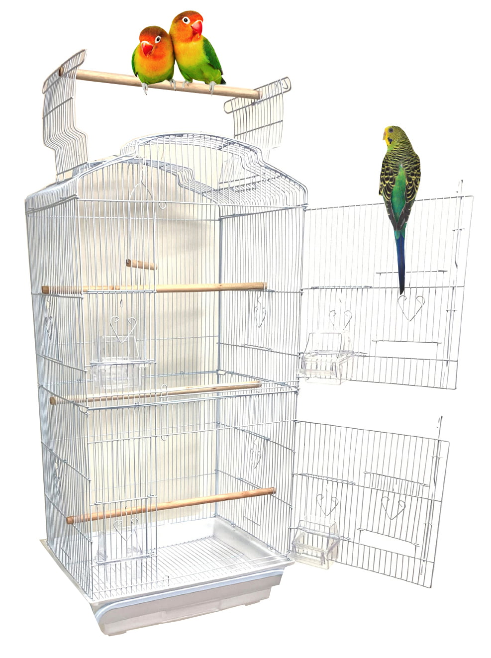 Large 36-inch Open Top Portable Hanging Travel Bird Flight Cage for Parakeets Finches Canaries Lovebirds Small Quaker Parrots Cockatiels Budgie Green Cheek Conure