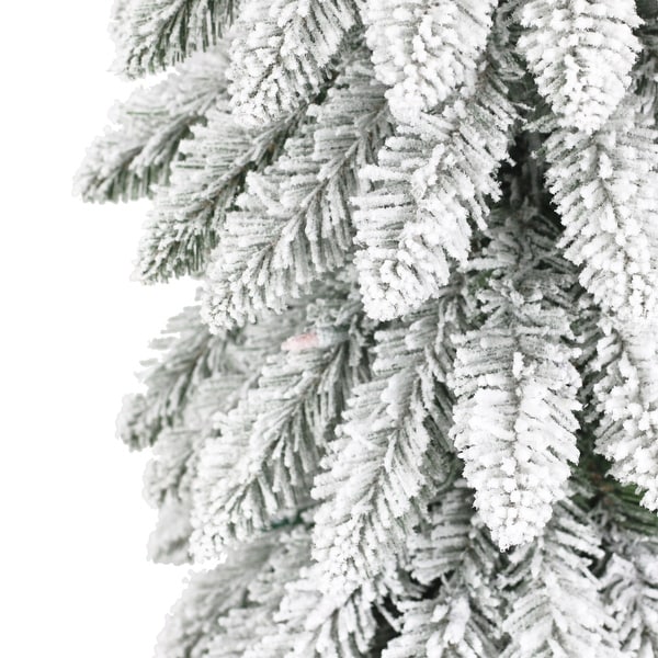 Puleo International 7 ft PreLit Flocked Artificial Alpine Pencil Tree