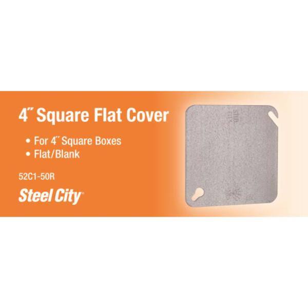 Steel City 4 in. Square Metal Electrical Box Flat Cover 52C1-50R