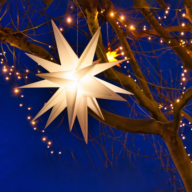 White Led Lighted Battery Operated Moravian Star Christmas Decoration