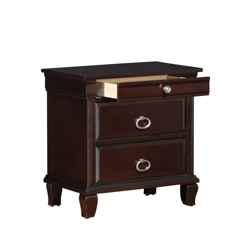 Triton 3 drawer Wood Nightstand