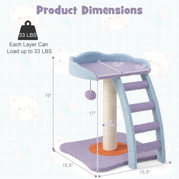 Costway 53149627 19 Inch Mohair Plush Cat Tree wit...