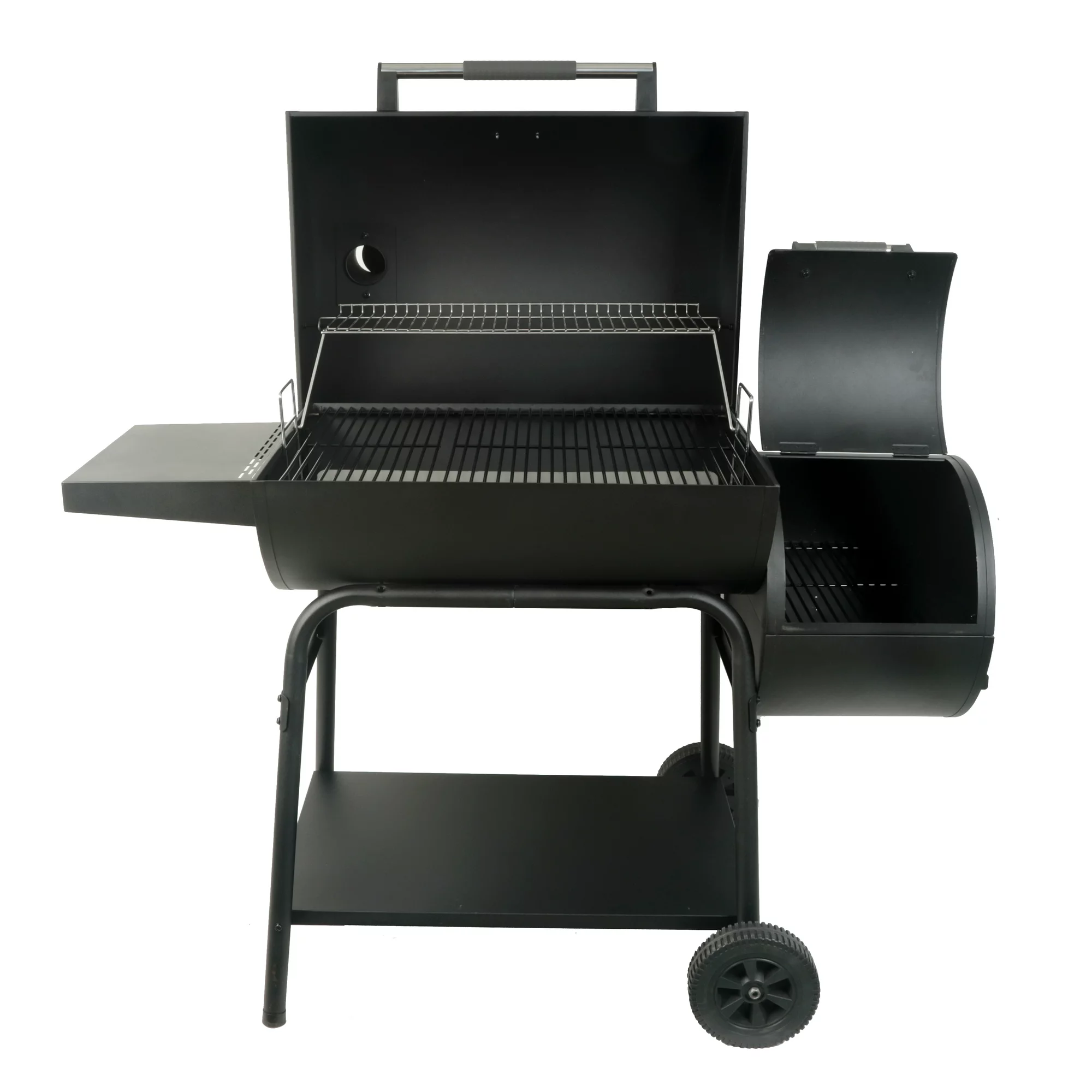 Expert Grill 28 Offset Charcoal Smoker Grill with Side Firebox， Black