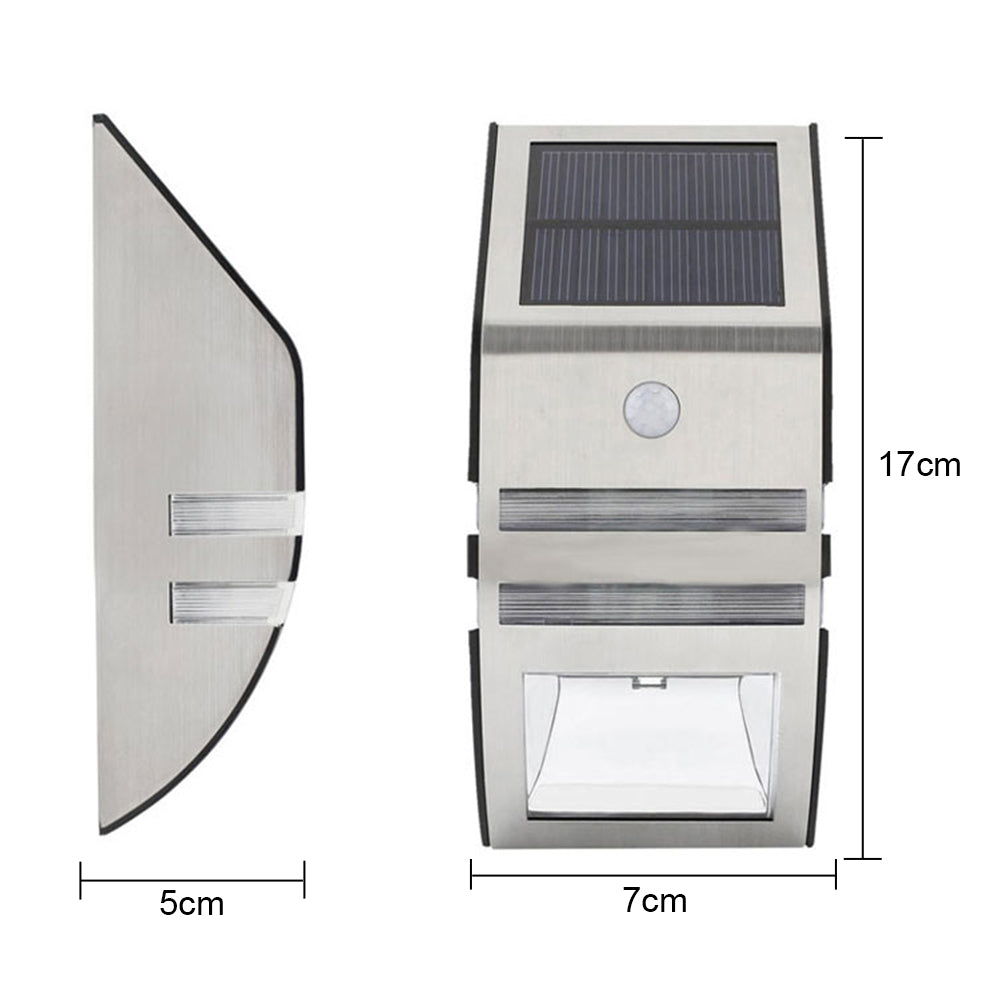 TOPCHANCES Wireless Solar Power 2 LED (Warm White) Wall Light with PIR Motion Sensor，Waterproof For Home Security Lamp Outdoor Garden Patio