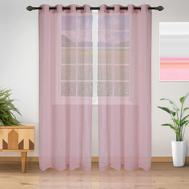 Superior Set of 2 Meteorite Sheer Window Curtain Panels