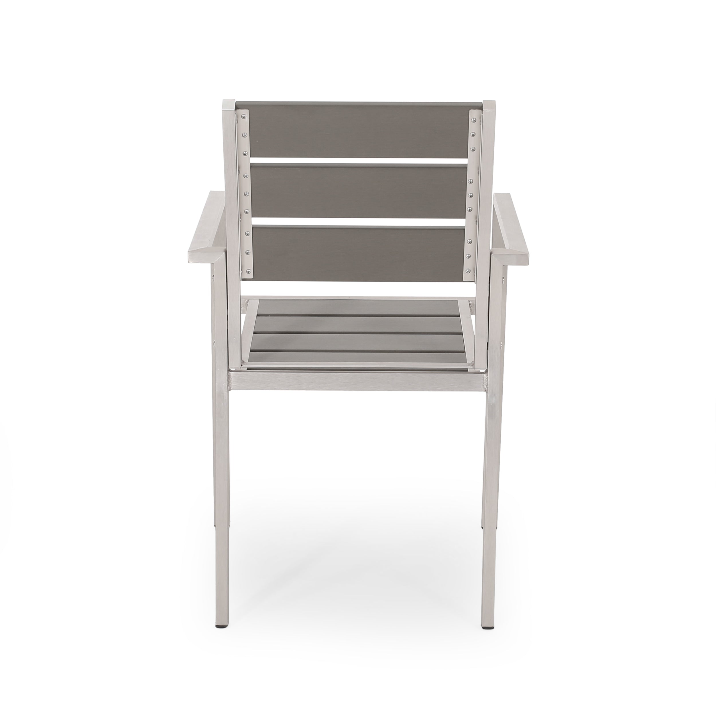 Cherie Outdoor Modern Aluminum Dining Chair with Faux Wood Seat (Set of 2)