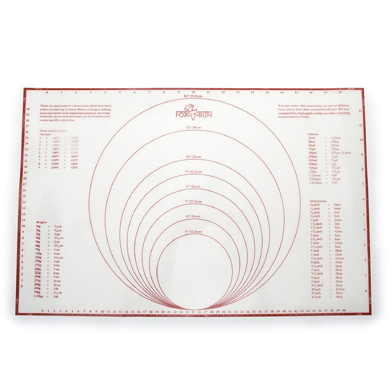 Fox Run Pastry Mat with Measurements