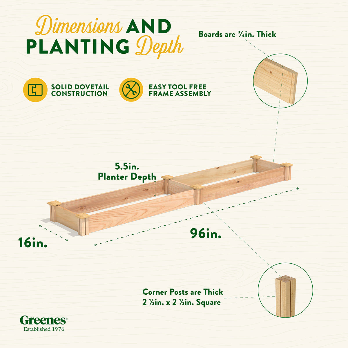 Greenes Fence 16" x 96" x 5.5" Premium Cedar Raised Garden Bed