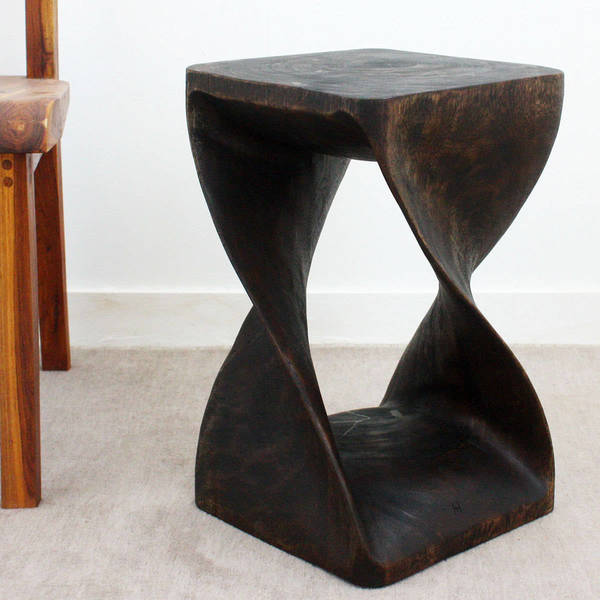 Haussmann? Original Wood Twist Stool 12 X 12 X 20 In High Mocha Oil - 12 x 12 x 20