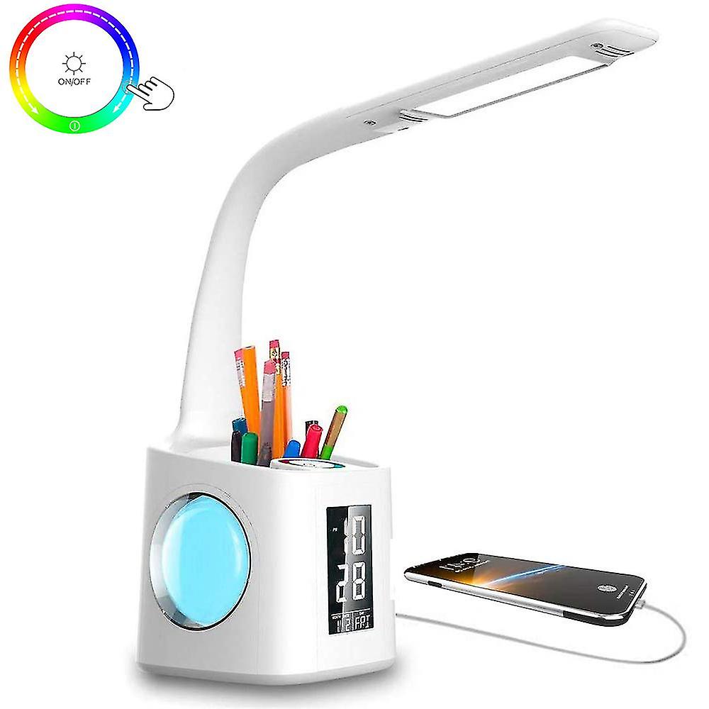 Led Desk Lamp Usb Charging Port， Night Atmosphere Lamp， Alarm Clock