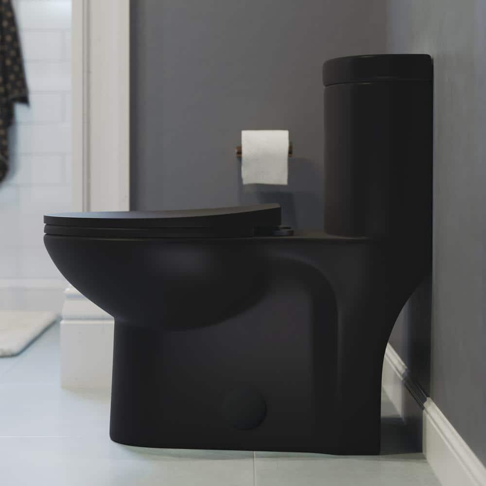 Swiss Madison Sublime 1piece 1116 GPF Dual Flush Elongated Toilet in Matte Black Seat Included