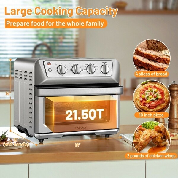 21.5 Quart 1800W Air Fryer Toaster Countertop Convection Oven with Recipe - 16