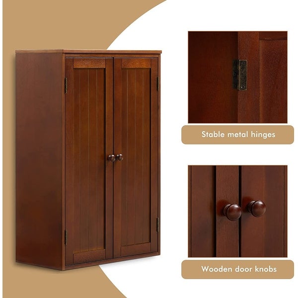 Wood Wall Storage Cabinet with Adjustable Shelf and Double Doors