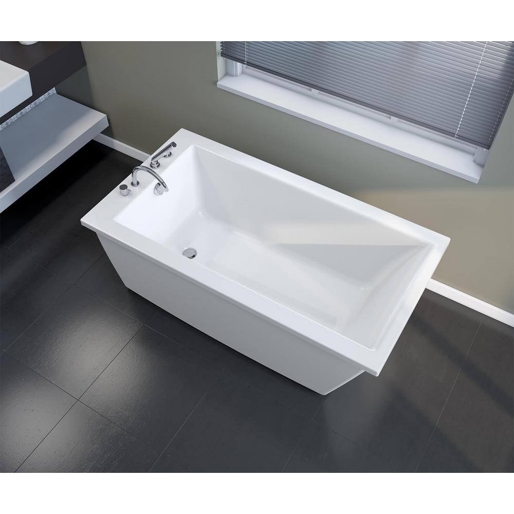 MAAX Elinor 60 in. Fiberglass End Drain Non-Whirlpool Flatbottom Freestanding Bathtub in White 106426-000-002-100