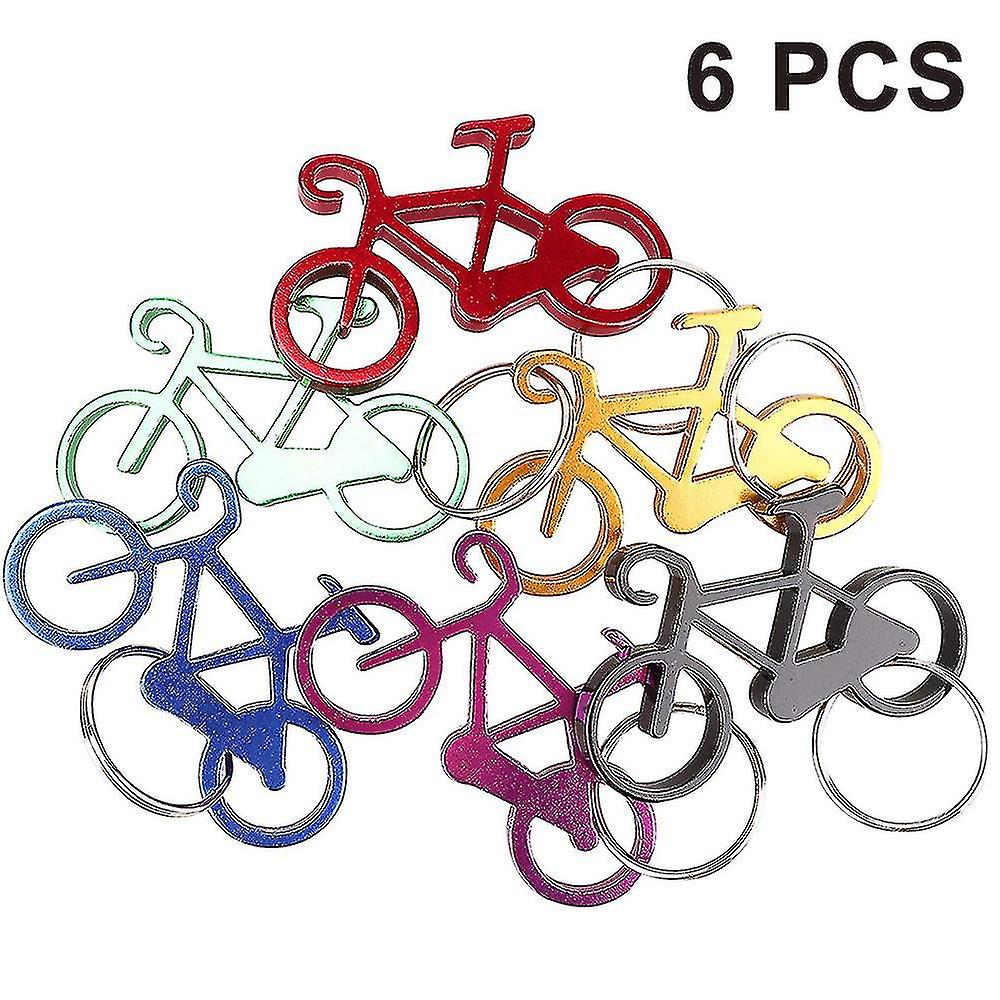 6pcs Cartoon Mini Bicycle /belle Aluminum Alloy Beer Bottle Opener Keychain Key Tag Chain Ring Accessories