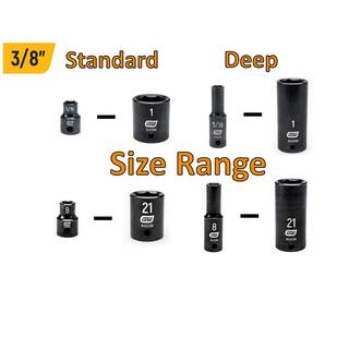 GEARWRENCH 38 in. and 12 in. Drive 6-Point SAEMetric Standard  Deep Master Impact Socket Set (149-Piece) 85870